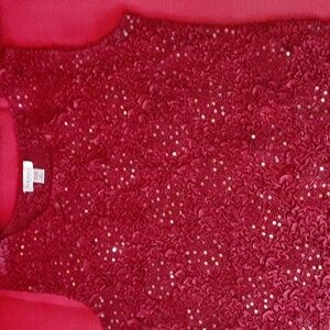 Sequined Burgundy Sleeveless Blouse